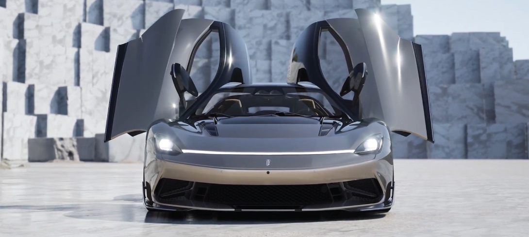 Automobili Pininfarina Battista with its doors raised